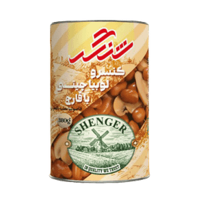 کنسرولوبیا چیتی با قارچ در سس گوجه فرهنگی 380 گرمی شنگر ( بسته 6 عددی )
